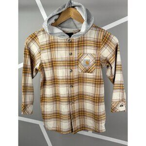 Carhartt Boy’s Button-Up Hoodie Plaid Flannel Long Sleeve Shirt Youth Small 7